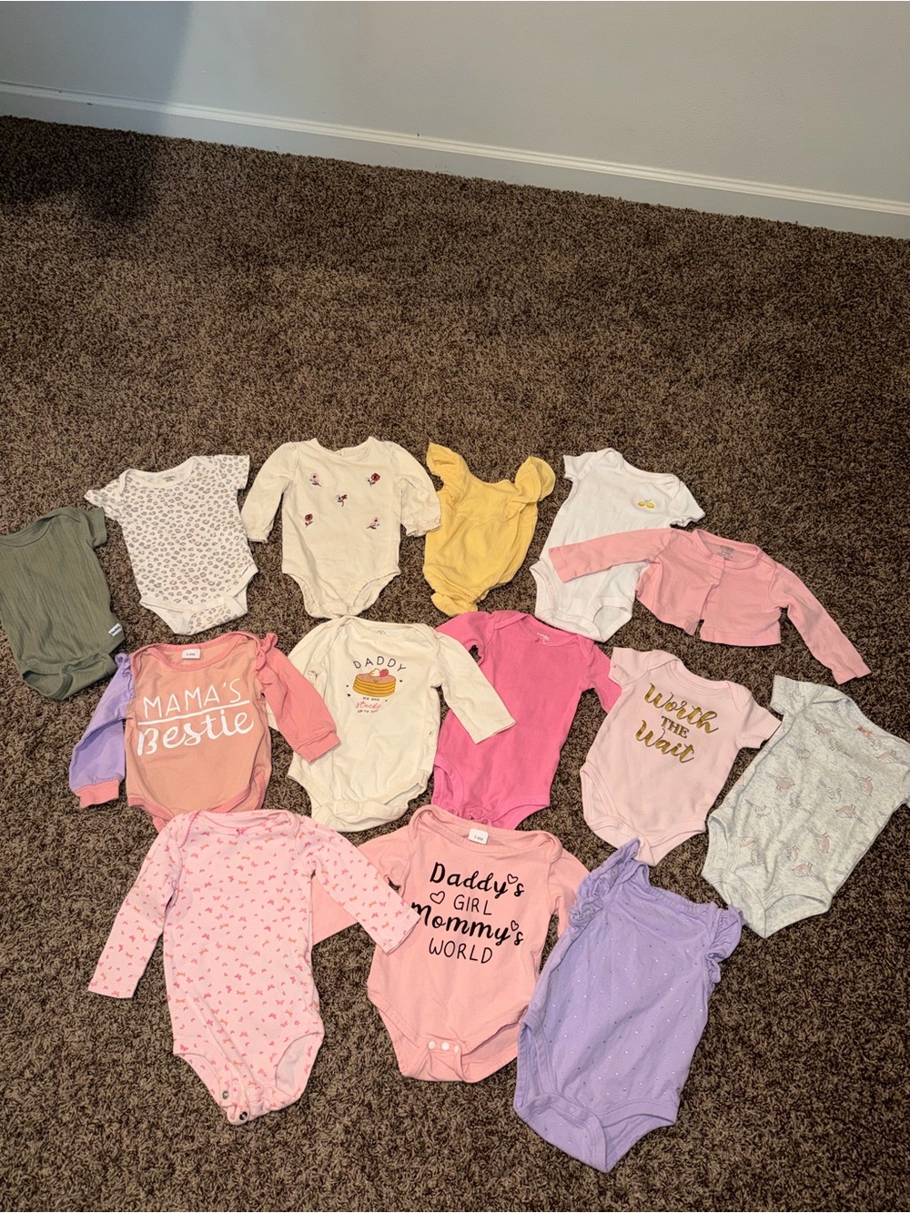 Source Unknown Pink, Purple, Yellow and Cream Girls' One-Piece Bodysuit Lot